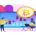Cryptocurrency trading desk abstract concept vector illustration.
